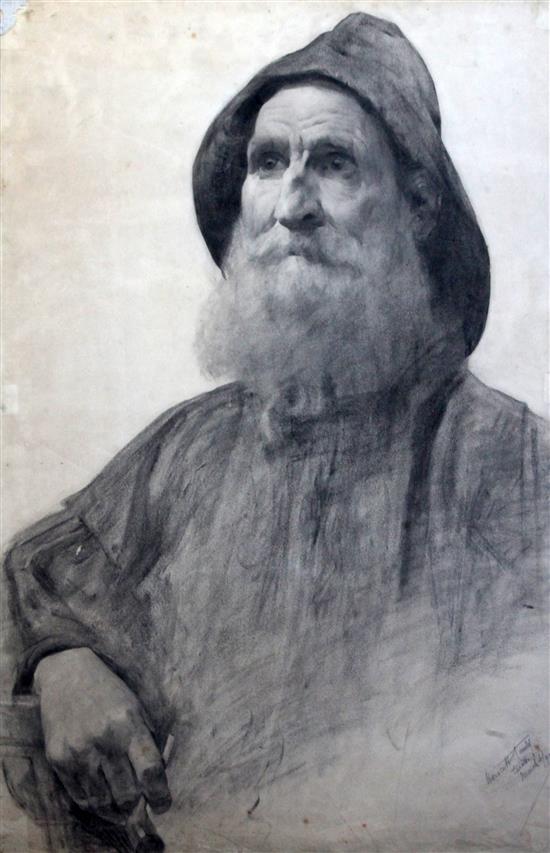 Newlyn School Portrait of a fisherman 28 x 19.5in.